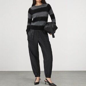 ALLSAINTS Mila Relaxed Fit Waxed Cargo Trousers Black Size US 0 NWT